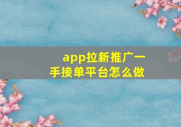 app拉新推广一手接单平台怎么做