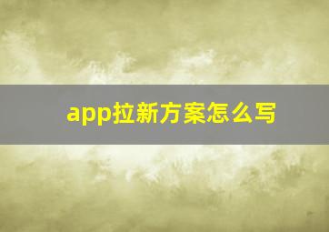 app拉新方案怎么写