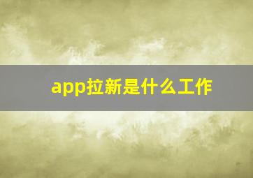 app拉新是什么工作