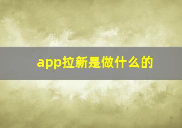 app拉新是做什么的