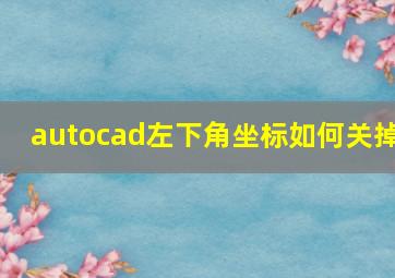 autocad左下角坐标如何关掉