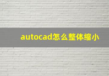 autocad怎么整体缩小