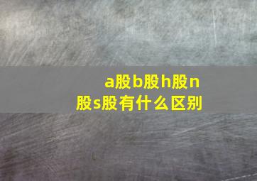 a股b股h股n股s股有什么区别