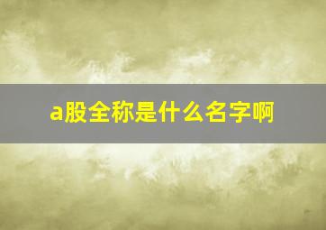 a股全称是什么名字啊