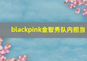 blackpink金智秀队内担当