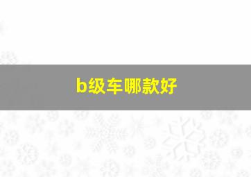 b级车哪款好