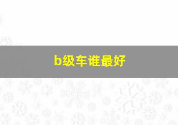 b级车谁最好