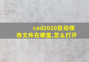 cad2020自动保存文件在哪里,怎么打开