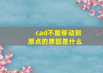 cad不能移动到原点的原因是什么