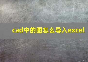 cad中的图怎么导入excel