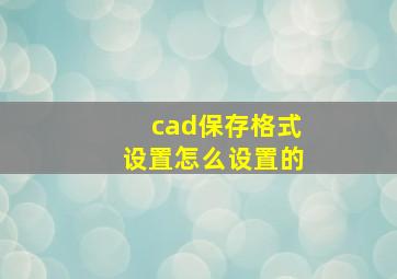 cad保存格式设置怎么设置的