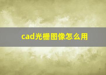 cad光栅图像怎么用