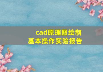 cad原理图绘制基本操作实验报告