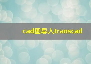 cad图导入transcad