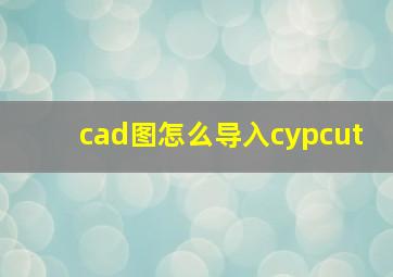 cad图怎么导入cypcut