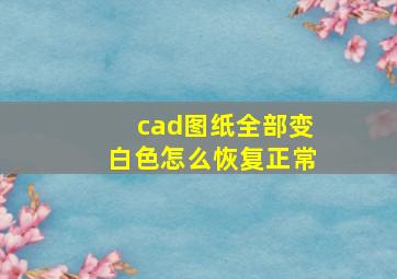 cad图纸全部变白色怎么恢复正常