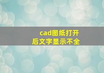 cad图纸打开后文字显示不全