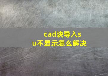 cad块导入su不显示怎么解决