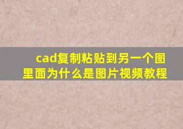 cad复制粘贴到另一个图里面为什么是图片视频教程