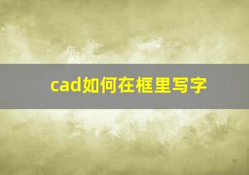 cad如何在框里写字