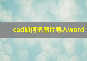 cad如何把图片导入word