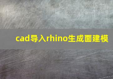 cad导入rhino生成面建模