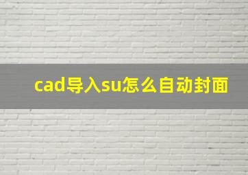 cad导入su怎么自动封面