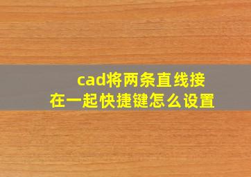 cad将两条直线接在一起快捷键怎么设置