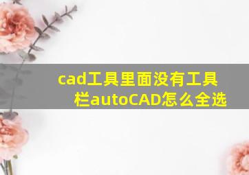 cad工具里面没有工具栏autoCAD怎么全选