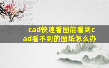 cad快速看图能看到cad看不到的图纸怎么办