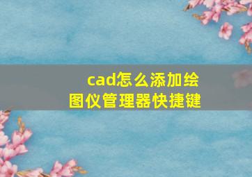 cad怎么添加绘图仪管理器快捷键