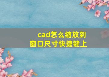 cad怎么缩放到窗口尺寸快捷键上