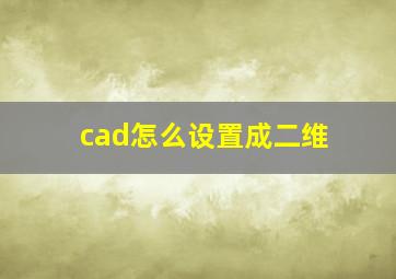 cad怎么设置成二维