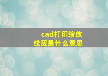 cad打印缩放线宽是什么意思