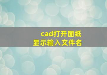 cad打开图纸显示输入文件名