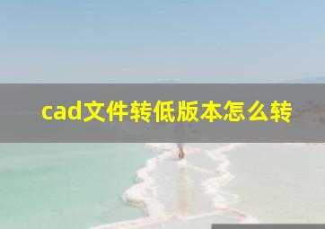 cad文件转低版本怎么转