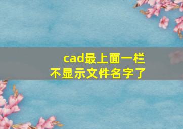 cad最上面一栏不显示文件名字了