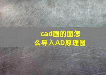 cad画的图怎么导入AD原理图