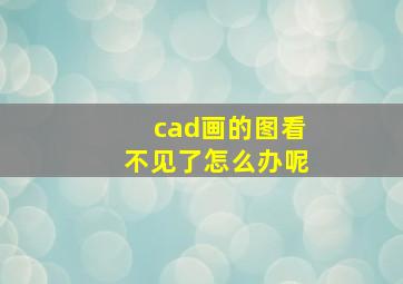 cad画的图看不见了怎么办呢