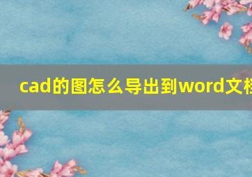 cad的图怎么导出到word文档