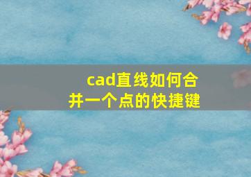 cad直线如何合并一个点的快捷键