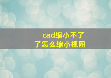 cad缩小不了了怎么缩小视图