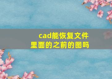 cad能恢复文件里面的之前的图吗