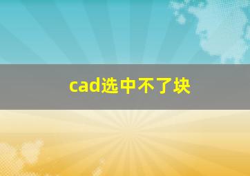 cad选中不了块