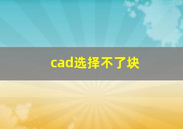 cad选择不了块