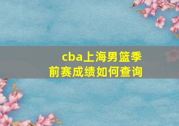 cba上海男篮季前赛成绩如何查询