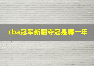 cba冠军新疆夺冠是哪一年