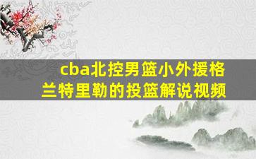 cba北控男篮小外援格兰特里勒的投篮解说视频