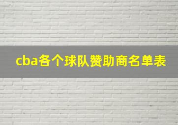 cba各个球队赞助商名单表