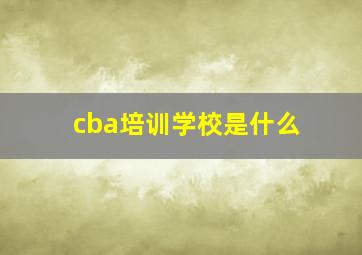 cba培训学校是什么